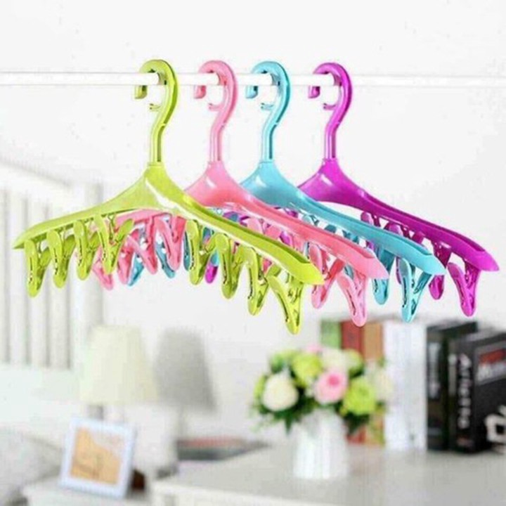 Móc phơi quần áo kèm 8 móc kẹp tất đồ sơ sinh cho bé đa năng tongkhogiaxuonghn