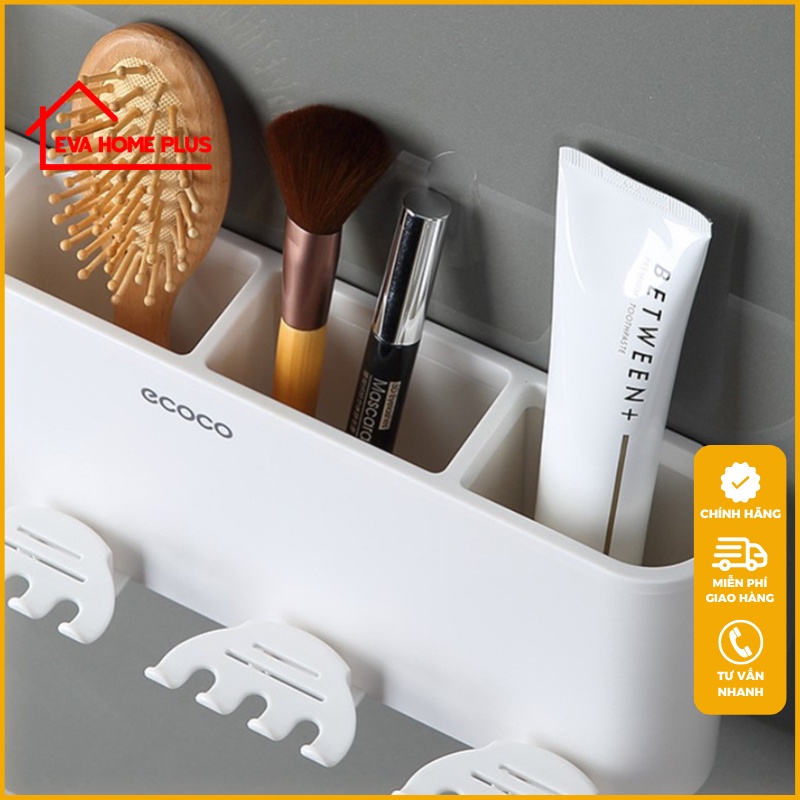 Kệ để bàn chải đánh răng dán tường ECOCO chính hãng, hộp đựng bàn chải đánh răng không khoan tường E1926
