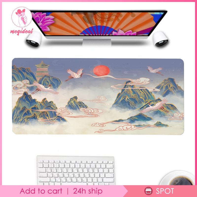 Tấm Lót Chuột Và Bàn Phím Cỡ Lớn 90x40cm In Họa Tiết Phong Cách Trung Hoa Cổ Điển Độc Đáo