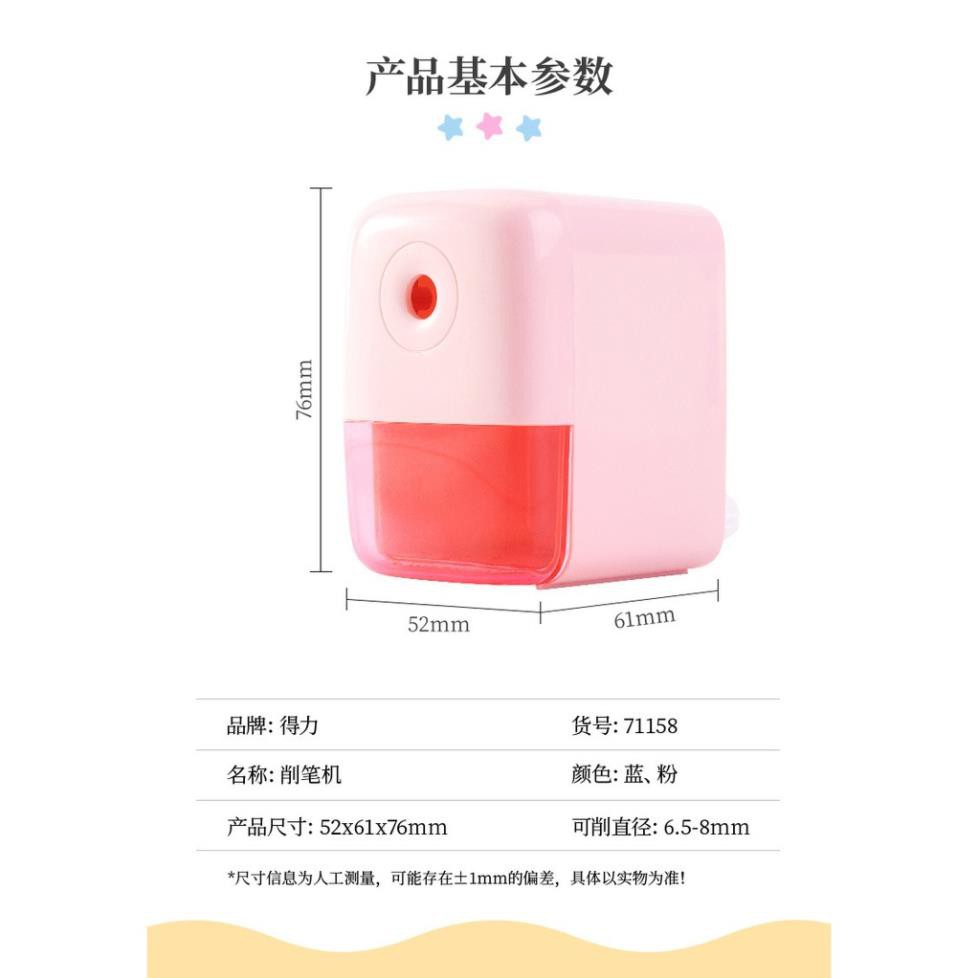Deli0009 - Gọt bút chì quay tay Deli 2 màu xanh, hồng