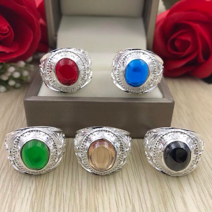 Nhẫn bạc nam đá màu mẫu giả Mỹ đẹp độc lạ🍅 FREESHIP 🍅