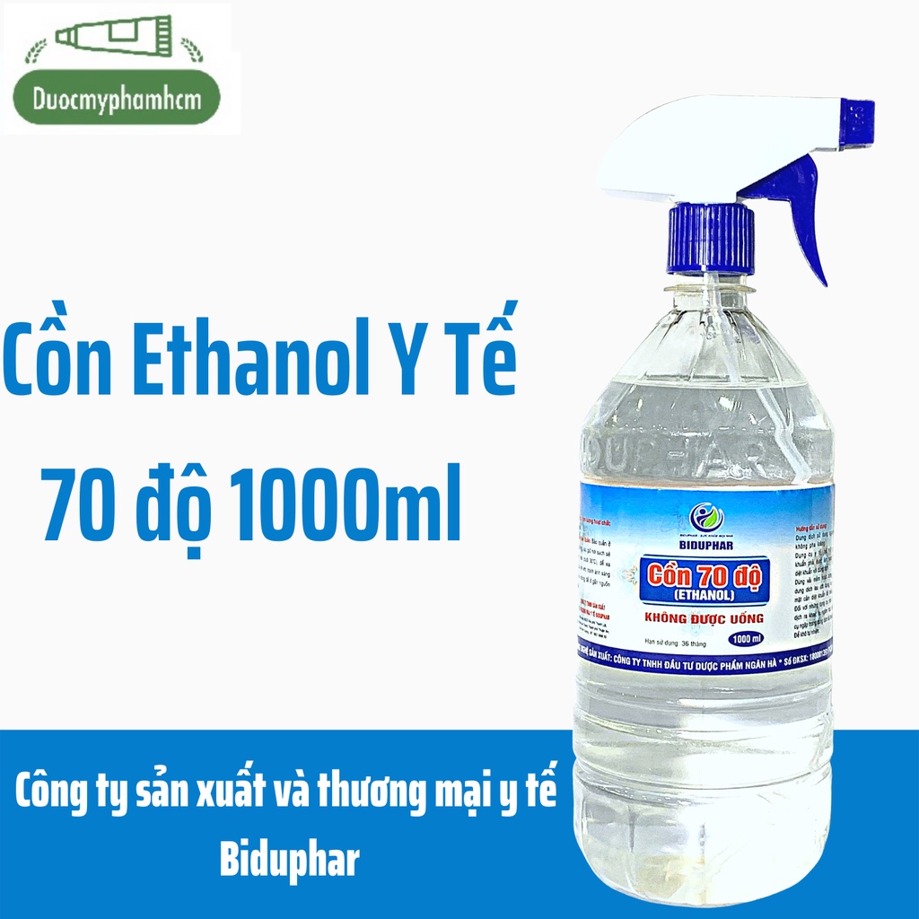 Cồn Ethanol Y Tế Sát Khuẩn Tinh Chất 70-90 Độ Có Vòi Xịt 1000ml