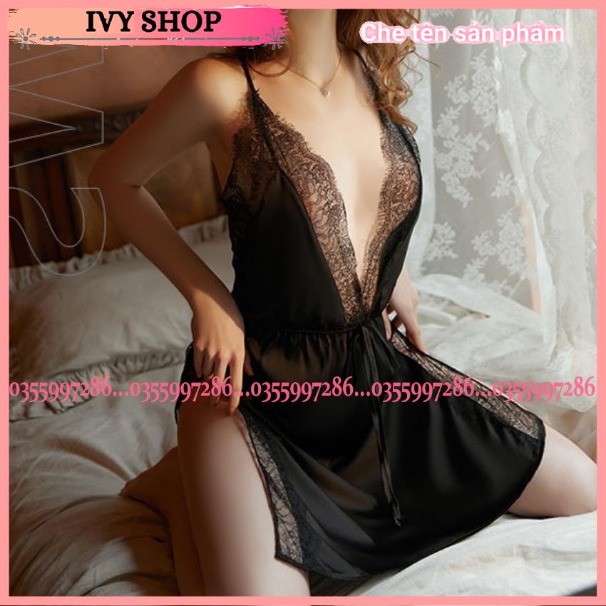 Váy Ngủ Nữ Hai Dây Sexy Phi Lụa Phối Ren Sườn Gợi Cảm Đẹp - Rs1598 Rs140 Vl1400 - Ivyshop