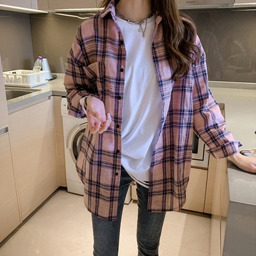 Áo Sơ Mi Tay Dài Dáng Rộng Họa Tiết Kẻ Sọc Phong Cách Hàn Quốc Thời Trang Mùa Xuân Mới Cho Nữ