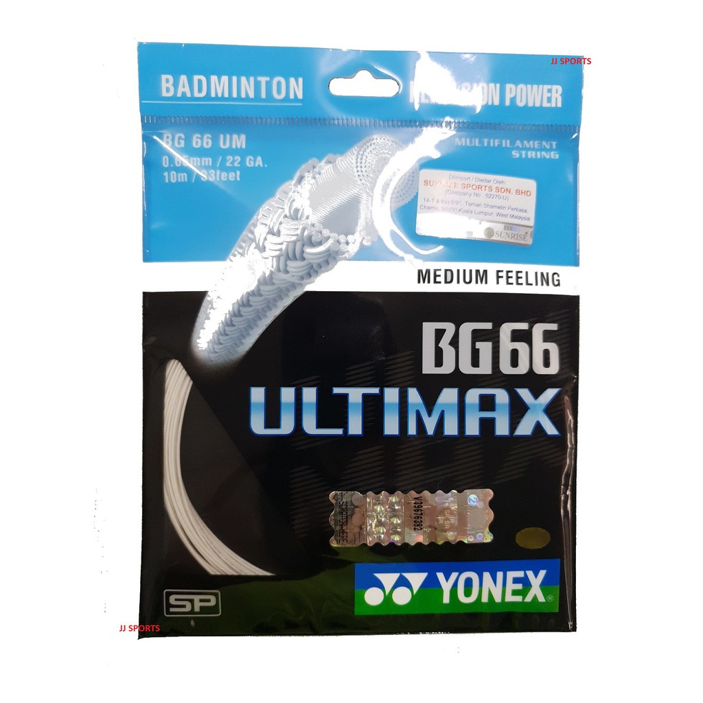 Dây vợt 6 Colors YONEX_YY BG66 ULTIMAX Badminton Strings Racket String Strung STRING (ORIGINAL SUNRISE SPORTS)