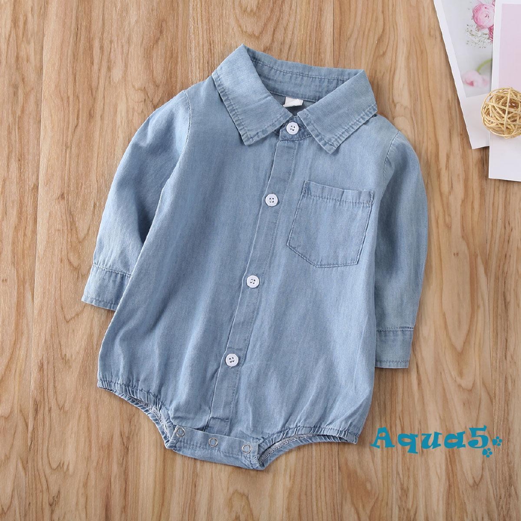 Áo liền quần denim xinh xắn dành cho bé