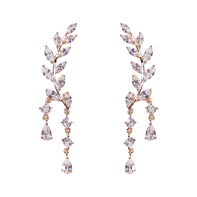 Bông tai lúa mì JIUDUOLAN dáng dài tua rua hình lá phong cách Hàn Quốc cá tính thời trang cho nữ