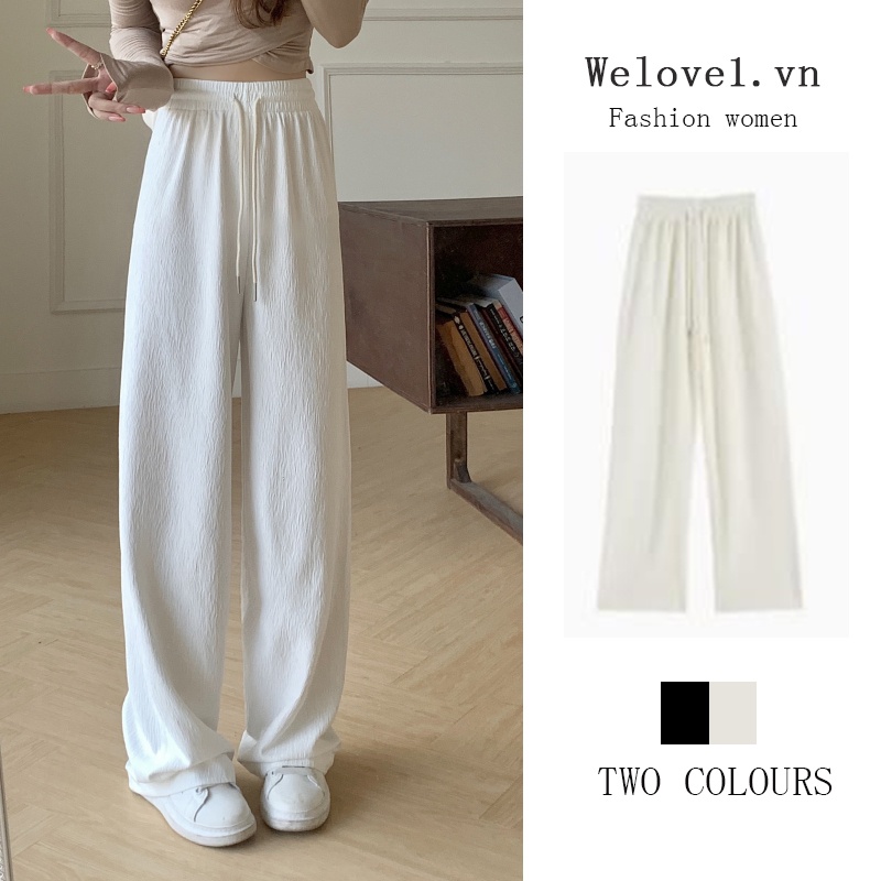 Quần dài ống rộng lưng cao phong cách Hàn Quốc cá tính dành cho bạn nữ