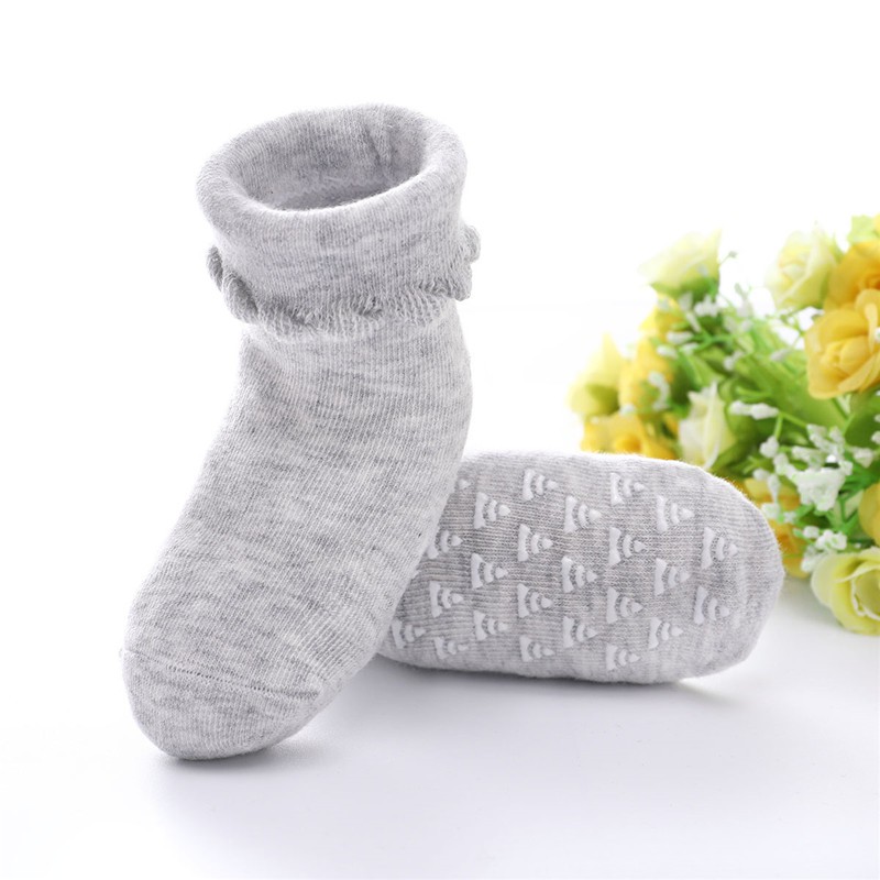 Đôi Tất Mikrdoo Vải Cotton Mềm Thoáng Khí Màu Trơn Dễ Thương Dành Cho Bé