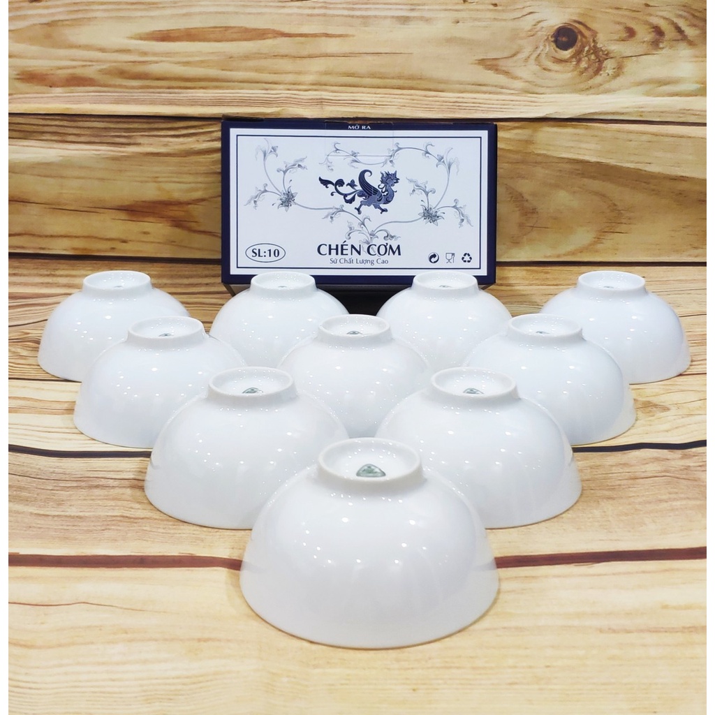Chén sứ trắng Minh Long bộ 10 cái - chén sứ trắng minh long bộ 10 cái