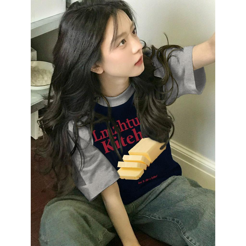 Áo Thun Tay Ngắn Cotton Tinh Khiết In Chữ Phong Cách Mới 63734