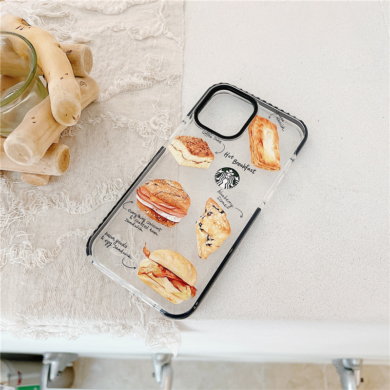 iPhone 12 Pro Max Starbucks Bread Tpu Case iPhone 11 XS MAX 78 Plus X SE2 2020 XR 12 mini Soft Transparent Shockproof Colorful Apple Phone Case Cover