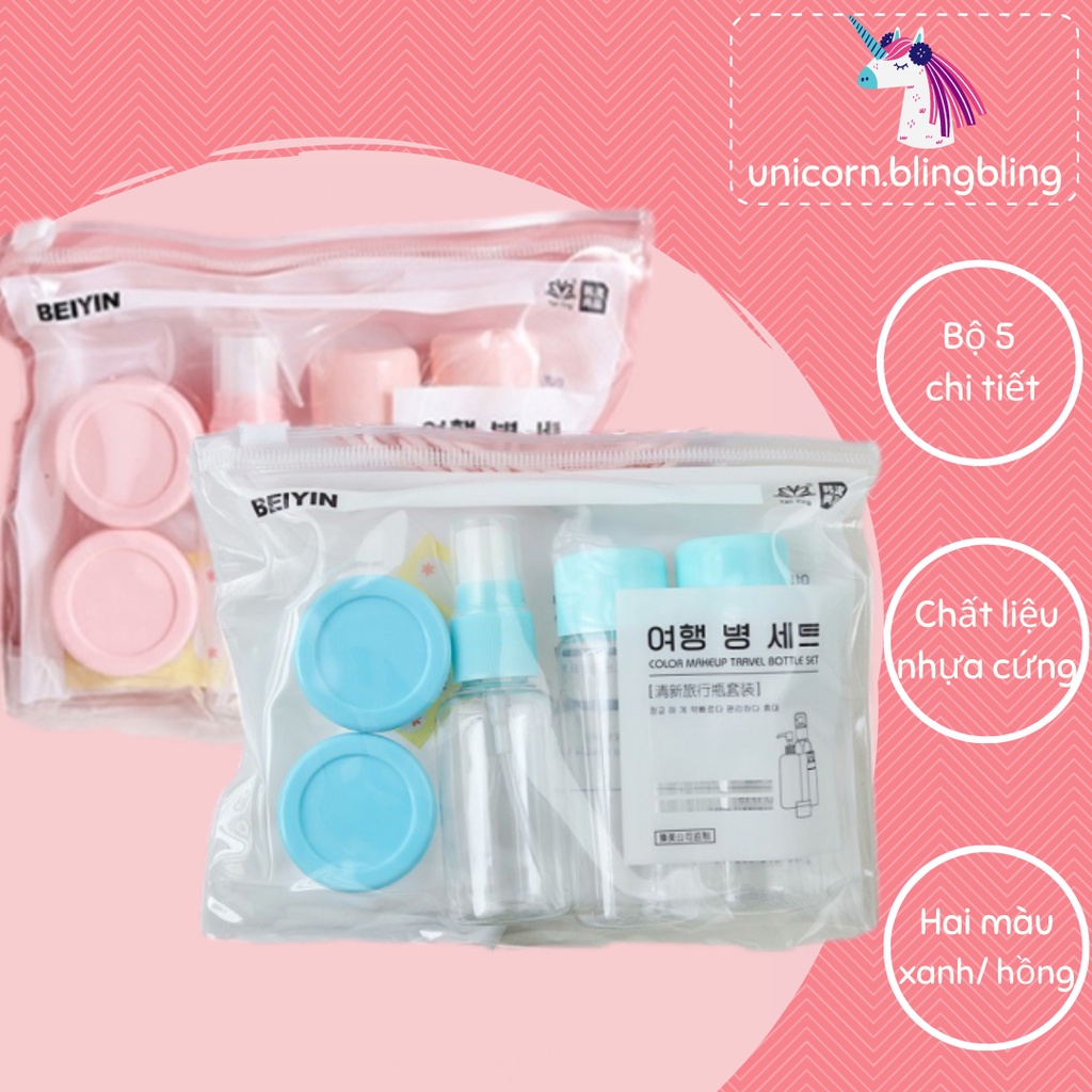 Bộ Chiết Mỹ Phẩm Du Lịch Mini 5 Món Nhựa Trong