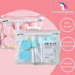 Bộ Chiết Mỹ Phẩm Du Lịch Mini 5 Món Nhựa Trong