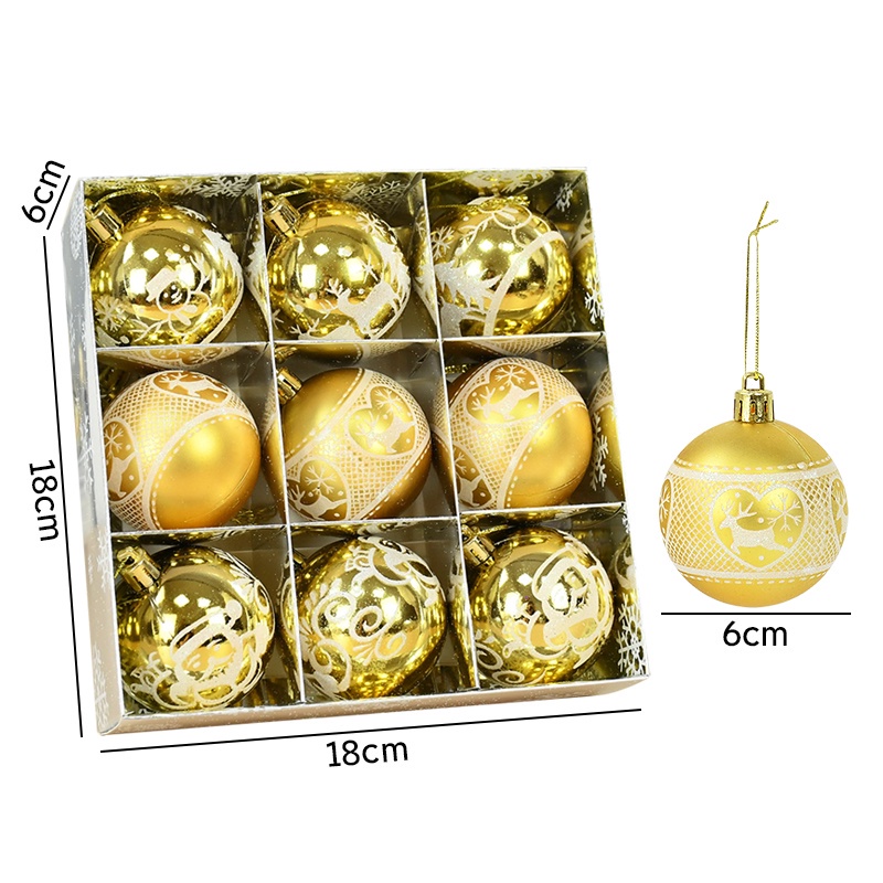 Hộp 9 Trái Châu Trang Trí Cây Thông Giáng Sinh Năm Mới