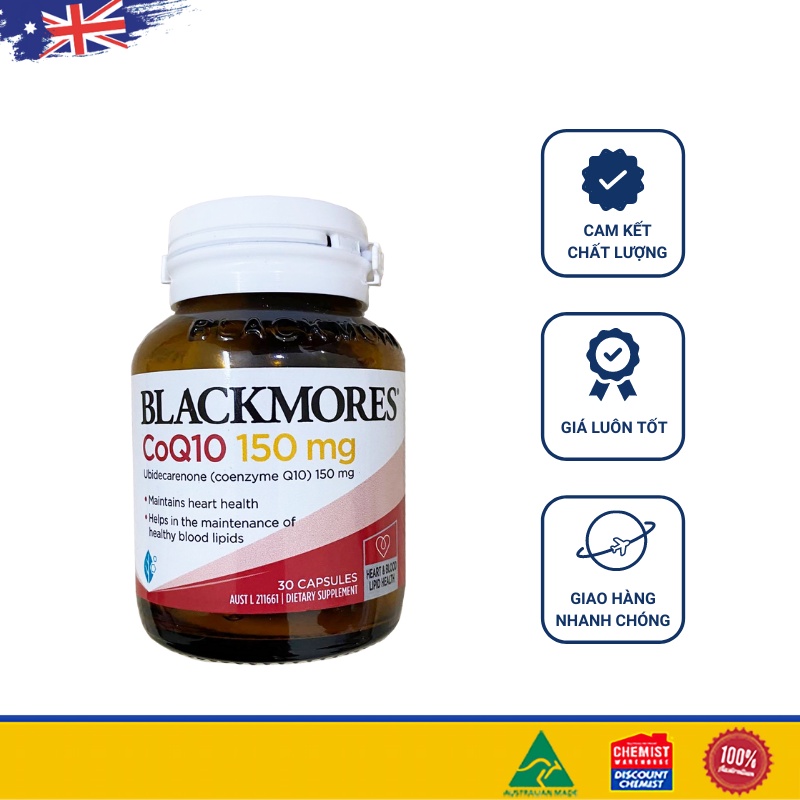 Viên uống bổ trợ chức năng tim của Úc Blackmores CoQ10 150mg High Potency 30 viên (SP3)