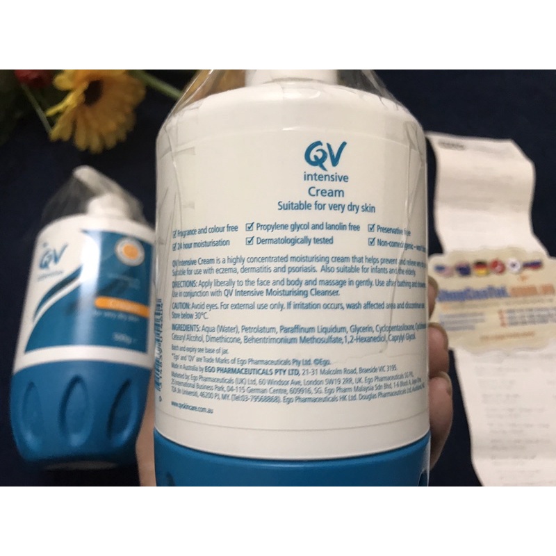 KEM DƯỠNG DA QV Intensive Cream 500G - Kem DƯỠNG ẨM ĐẬM ĐẶC giúp ngăn ngừa và làm dịu DA RẤT KHÔ