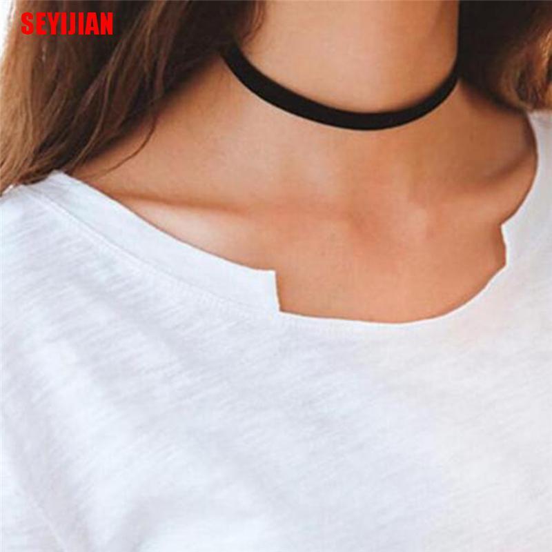 (SEY) Choker Nhung Đen Làm Bằng Tay Phong Cách Gothic Retro