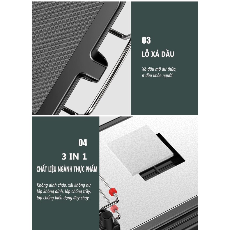 Bếp nướng điện không khói BBQ kèm khay nướng tiện lợi, công suất 1500W, tiết kiệm điện năng, an toàn tuyệt đối