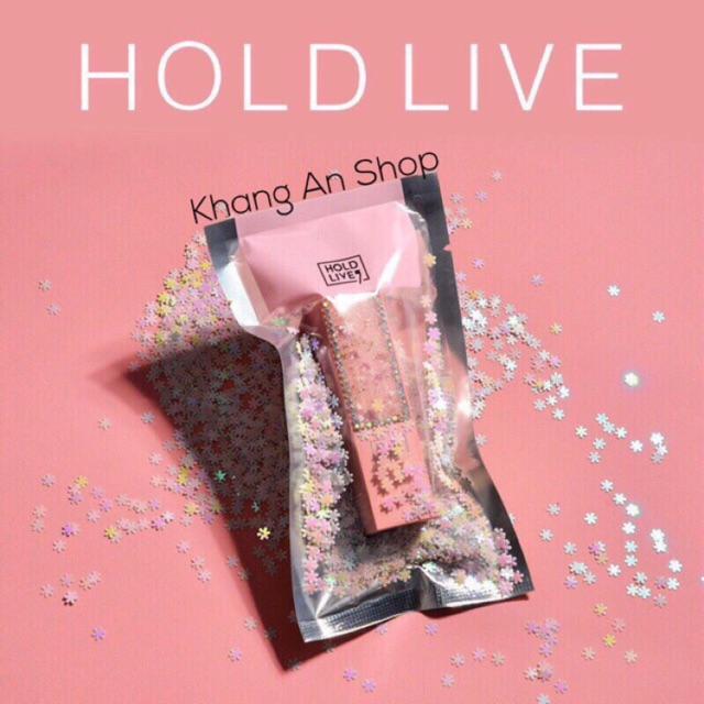 [New] Son HoldLive đính đá Drill Girl Lipstick vỏ hồng (túi đựng có hoa tuyết lấp lánh)