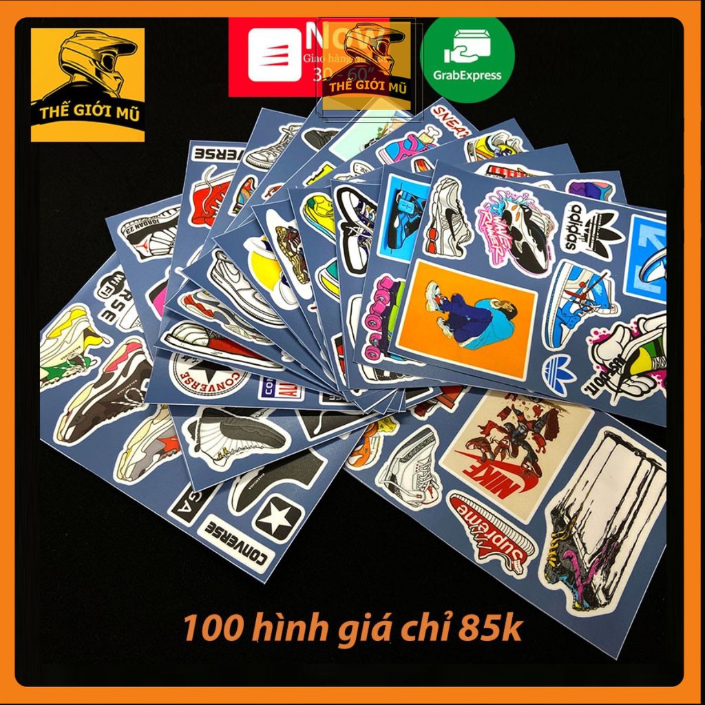 Combo Sticker Giày Sneaker dán mũ bảo hiểm, vali, laptop, sách, xe máy A7