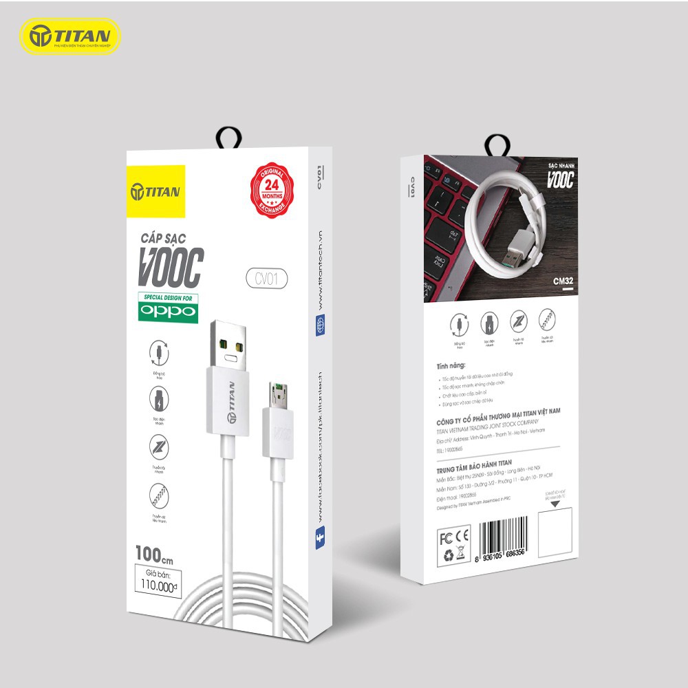 Cáp Sạc Vooc OPPO Titan CV01 - Bảo hành 12 tháng 1 đổi 1