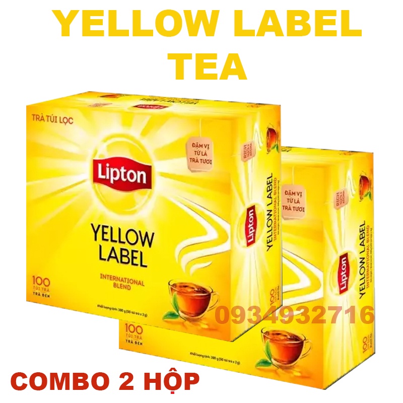 Hộp Trà Lipton túi lọc Yellow Label Tea hộp 100 gói, Trà Nhãn Vàng