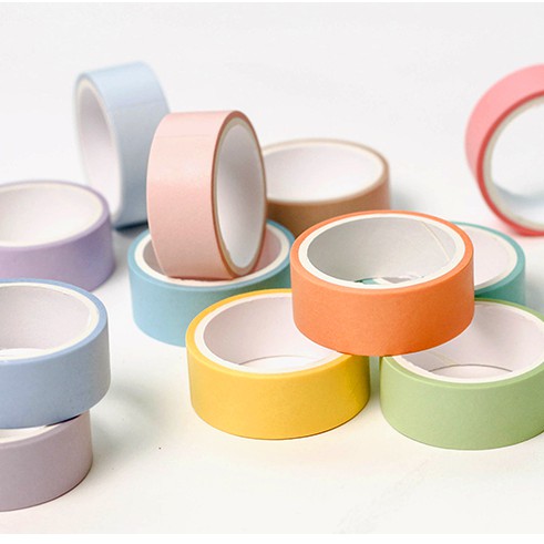 Bộ 12 cuộn băng keo dán Washi Tape Basic Pure Color