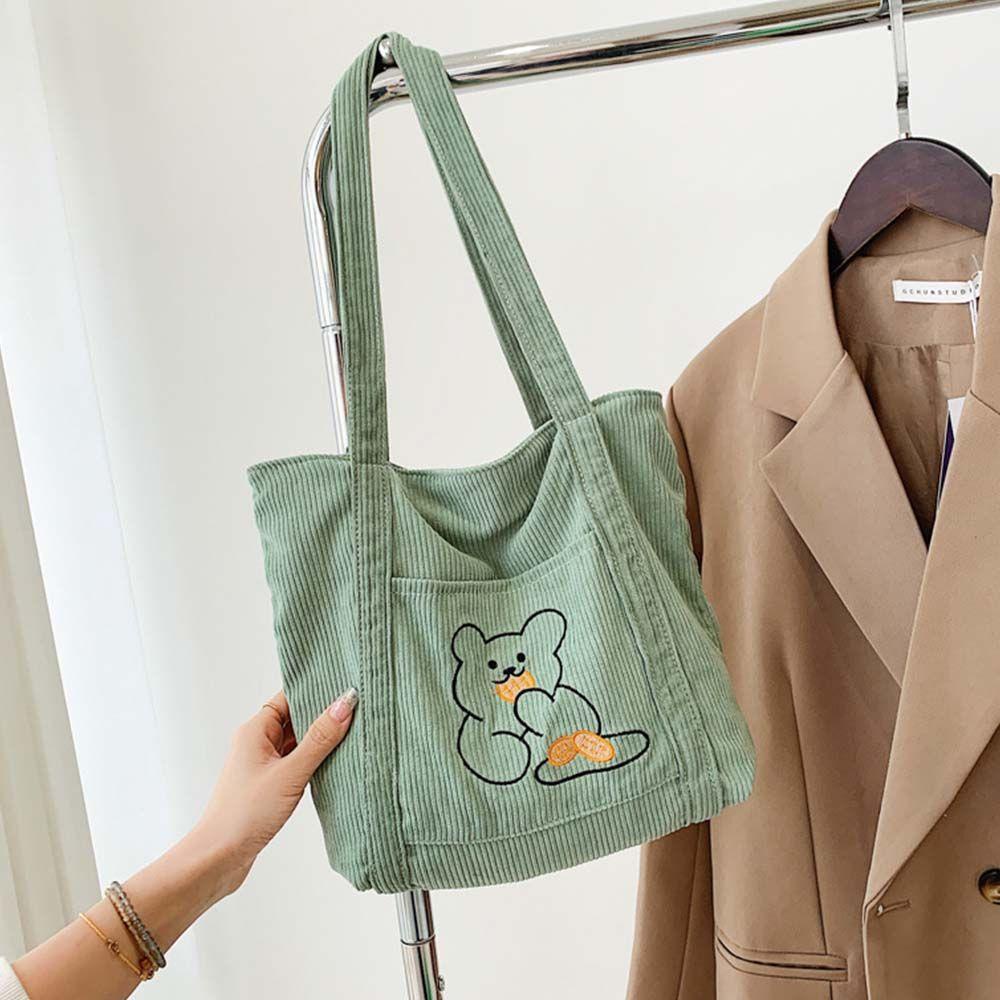PRESTON Túi Xách Nhung Kẻ Mềm Mại Kích Thước Lớn In Họa Tiết Hoạt Hình Dùng Để Đựng Tiền Xu / Điện Thoại