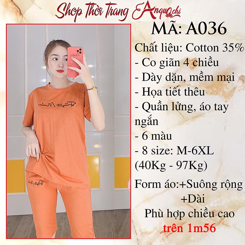 Đồ Bộ Nữ Mặc Nhà Anquachi Thể Thao Đẹp Thun Cotton Nữ Mặc Ngủ Ở Nhà Dễ Thương Quần Lửng Cute A036