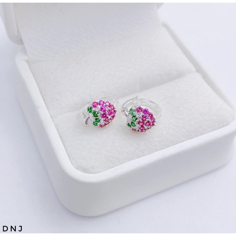 Bông tai cho bé , Bông dâu tây xinh xắn chuẩn bạc ta - THJ SLIVER