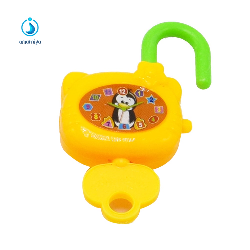 Set 5 Ổ Khóa Đồ Chơi Mini Bằng Nhựa Nhiều Màu Sắc Kèm Chìa Khóa Giáo Dục Cho Bé