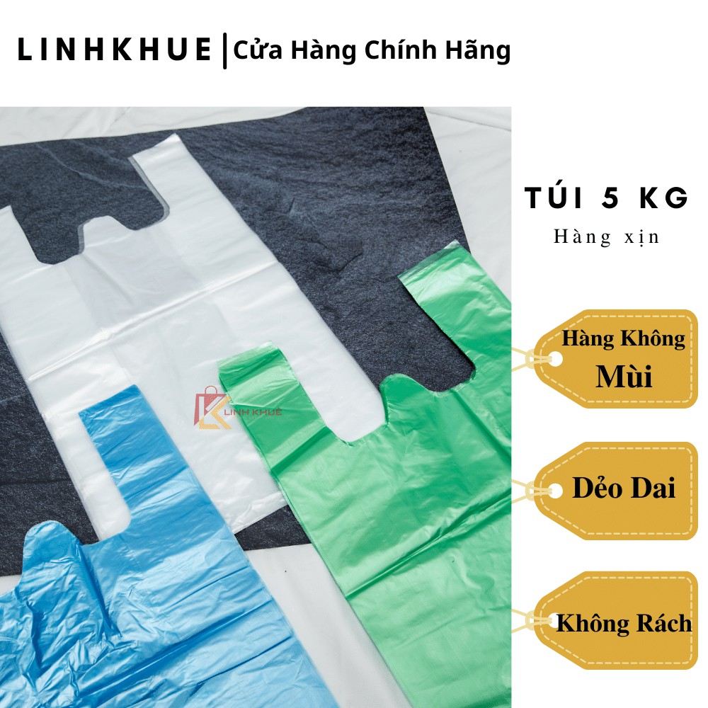 Túi Nilon Hai Quai - Đựng 5kg - Khổ 30 - Sp073 - Hàng Loại 1 - Không Mùi - Dẻo Dai - Không Rách