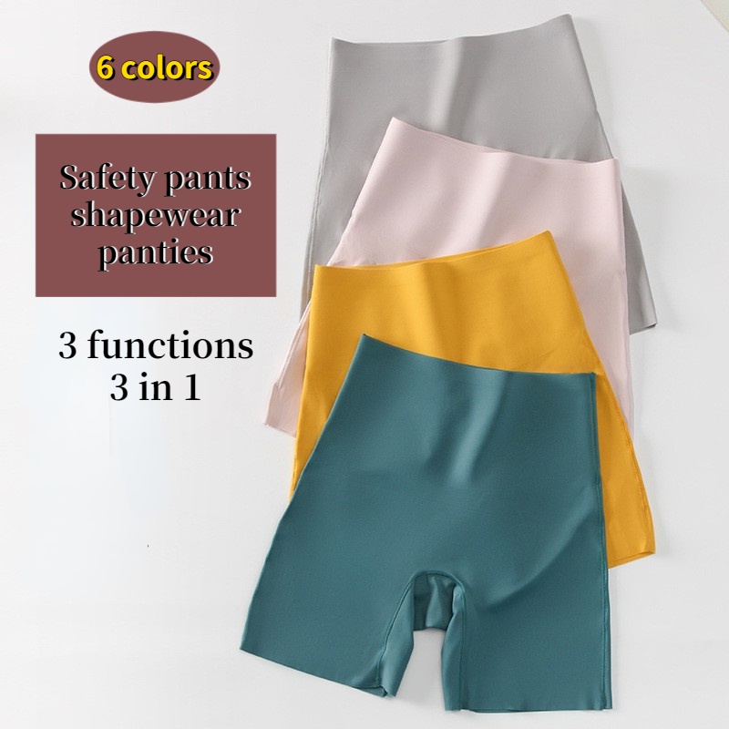 Quần Lót Lụa Lạnh Không Đường May Lưng Cao Không Đường May Hai Trong Một Size M-XXL Dành Cho Nữ