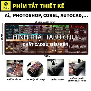 Lót chuột phím tắt, lót chuột máy tính mẫu thiết kế cao su tự nhiên bản tiếng việt
