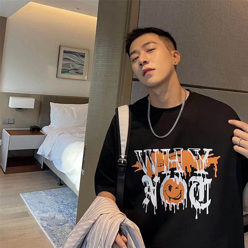 Áo Thun Ngắn Tay Dáng Rộng Phong Cách Hiphop Cá Tính Dễ Phối Đồ Cho Nam