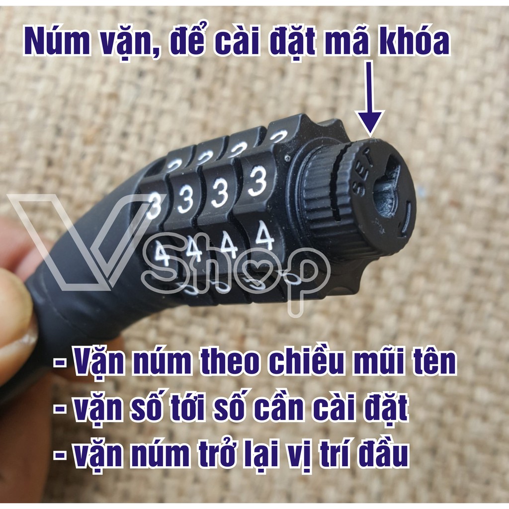 Khóa số an toàn, bảo vệ, chống trộm cắp xe máy, xe đạp