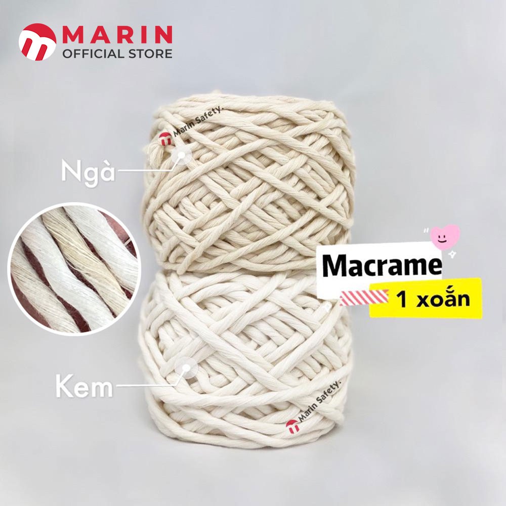 Dây thừng se macrame cotton 1 xoắn 4mm màu kem, màu ngà