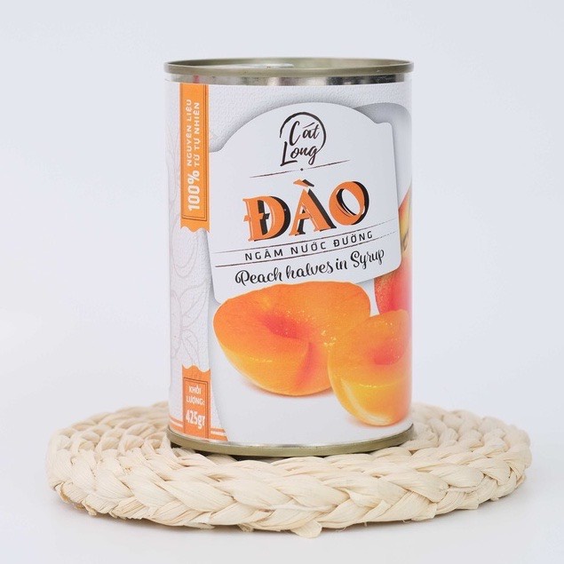 Đào ngâm nước đường Cát Long 425gram và 565gram