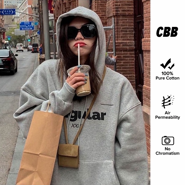 Porozi  Áo hoodie có size lớn in chữ phong cách cá tính thời trang Hàn Quốc cho nữ