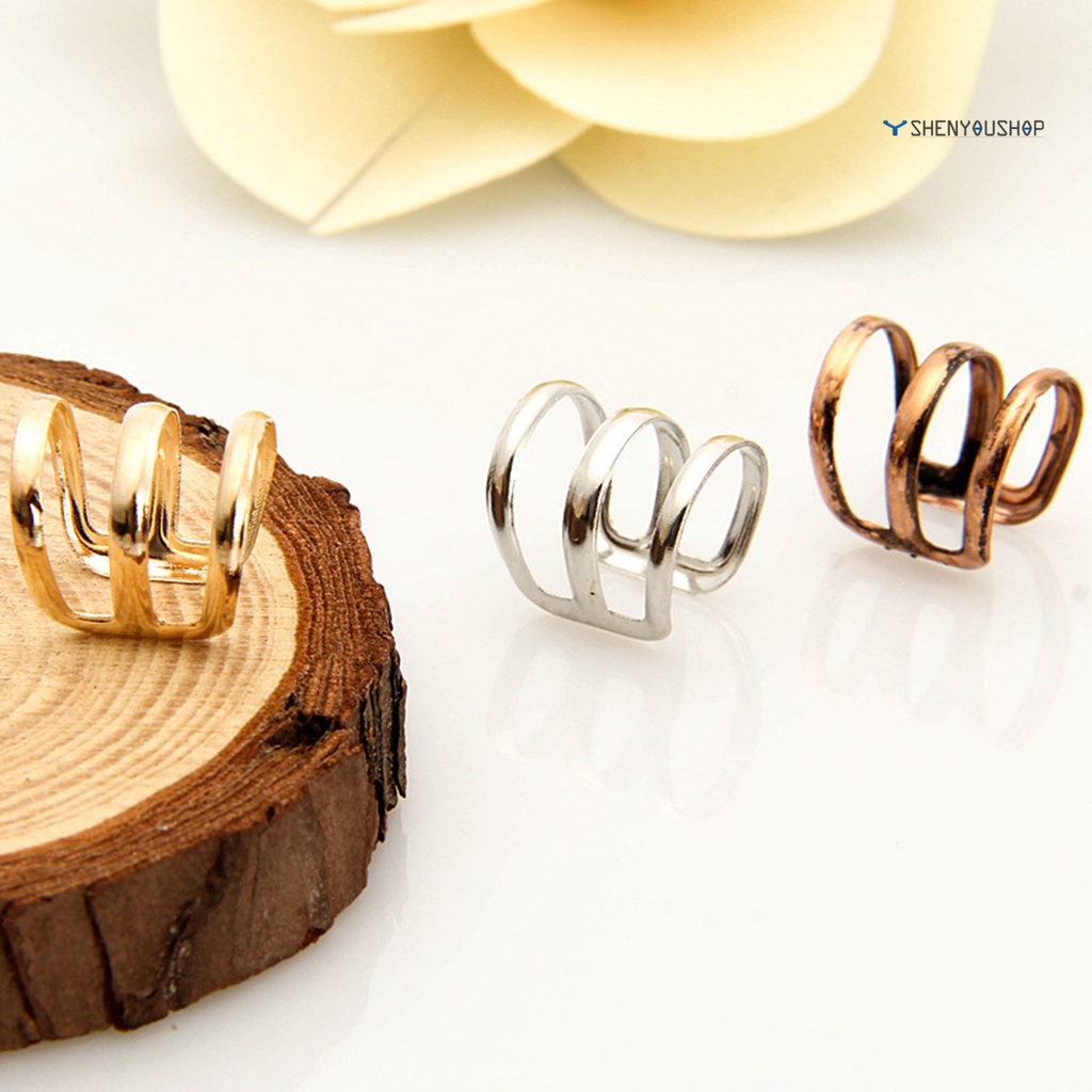 Shenyoushop♥ 1 Khuyên Kẹp Vành Tai 3 Vòng Tròn Có Thể Điều Chỉnh Kích Thước Dành Cho Nữ