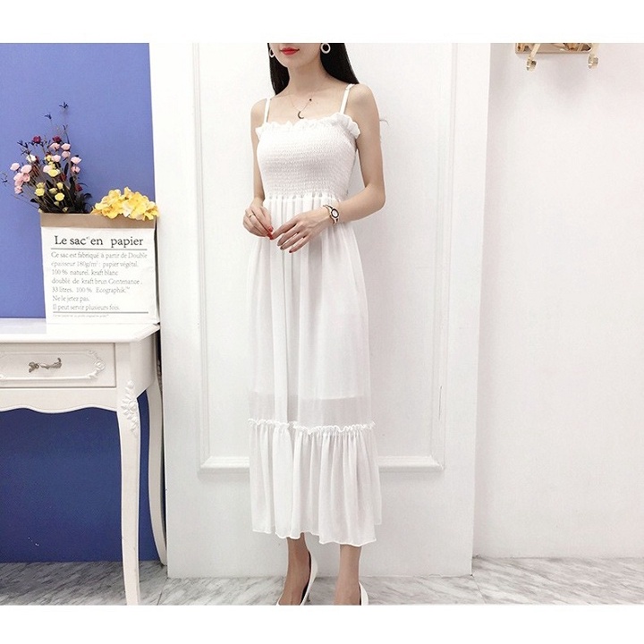 Đầm maxi voan hai dây dáng dài dễ thương