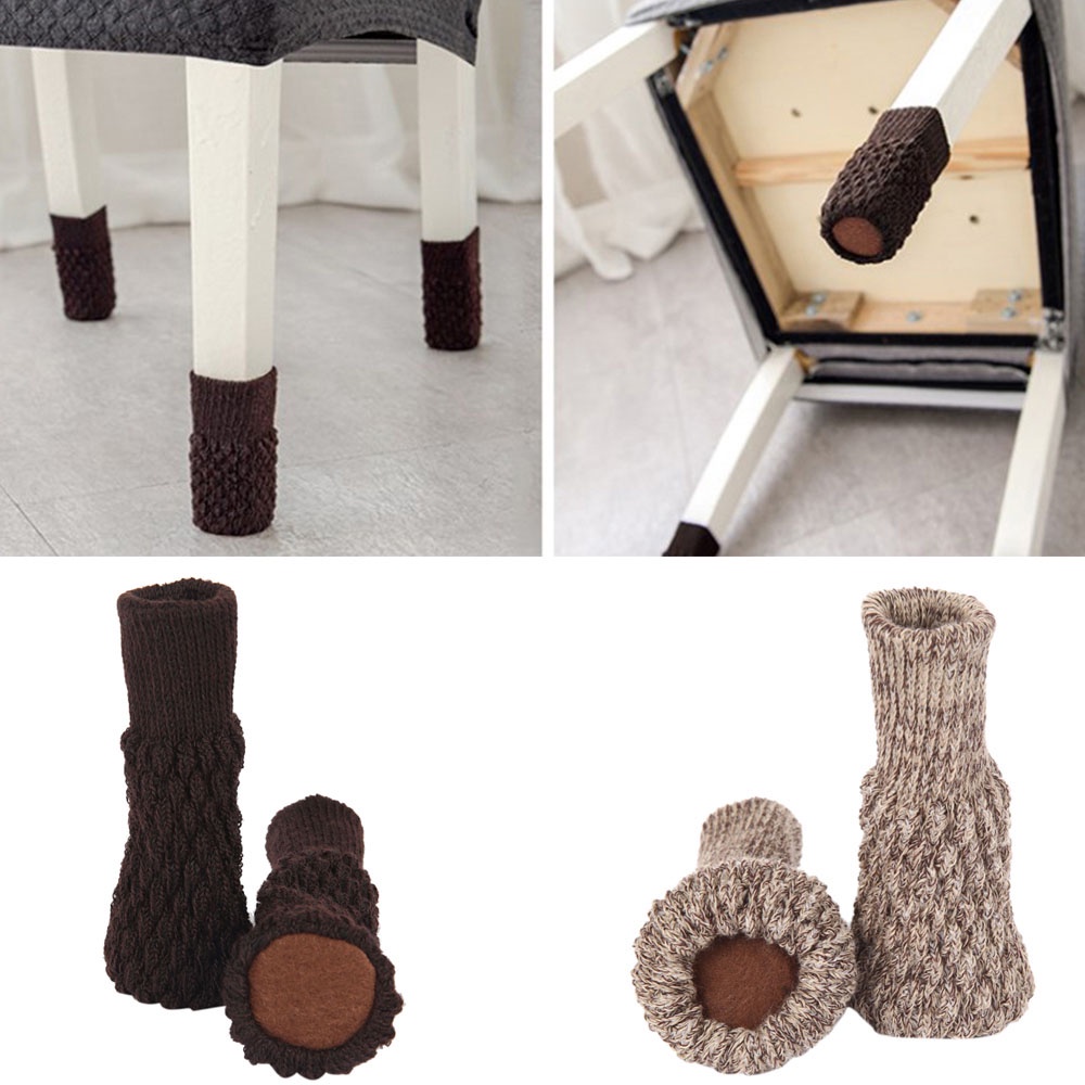 YIYU Set 4 Vỏ Bọc Chân Bàn Ghế Dệt Kim Chống Trượt Giảm Tiếng Ồn Nhiều Màu Sắc