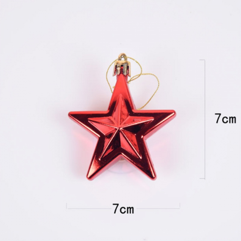 Bộ 6 ngôi sao 5 cánh 3D 7cm bằng nhựa treo trang trí cây thông giáng sinh