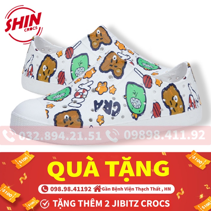 giày native cho béFREESHIPgiày native cho bé họa tiết chú gấu ngộ nghĩnh SHINNATIVE32 tặng thêm 2 sticker native