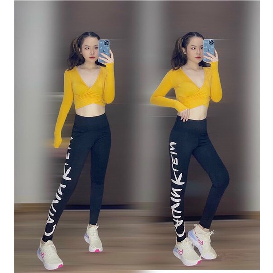 Áo croptop dài tay cạp chéo siêu xinh (đồ tập gym-yoga-zumba nữ)