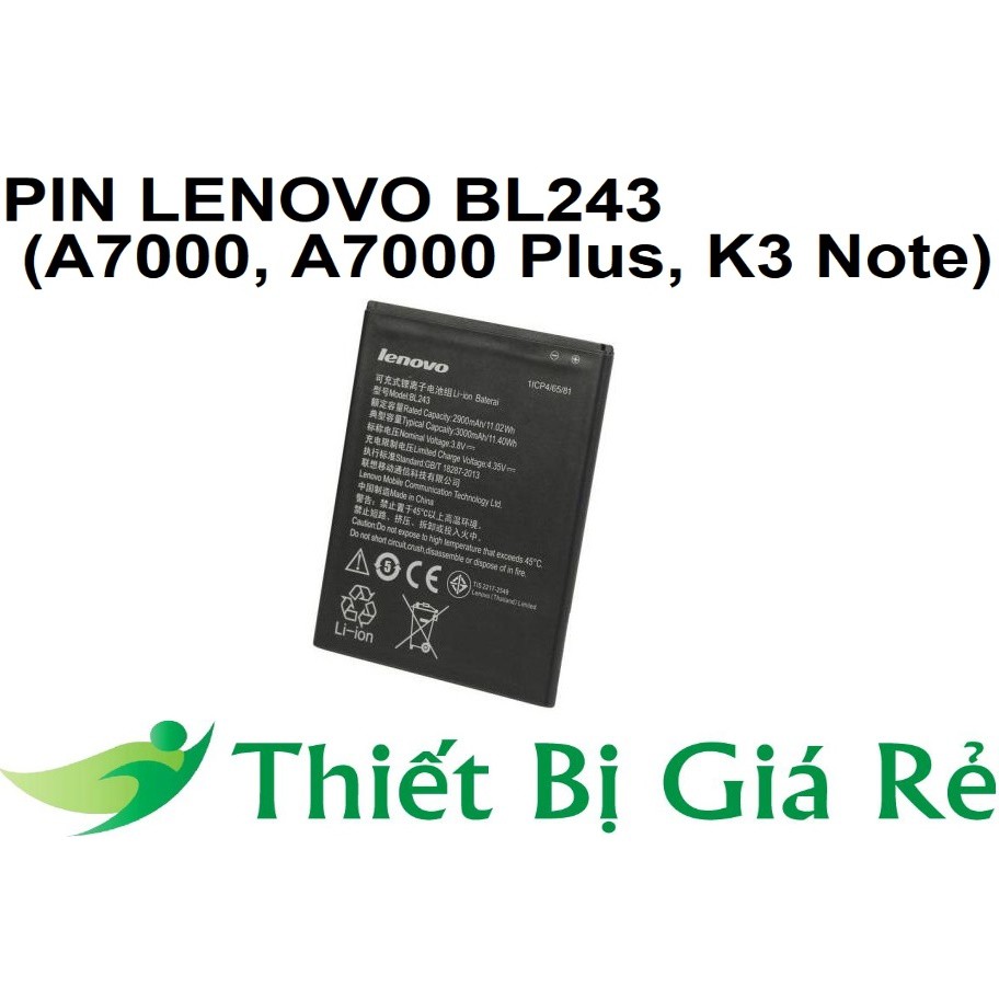 PIN LENOVO BL243 (A7000, A7000 Plus, K3 Note)