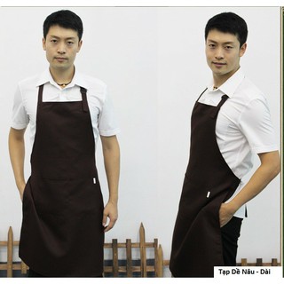 Tạp Dề Yếm Phục Vụ Màu Nâu Trơn Kaki Cotton Hàn Quốc,unisex,chất đẹp,đường may tinh xảo, hoàn tiền 100% nếu không ưng ý
