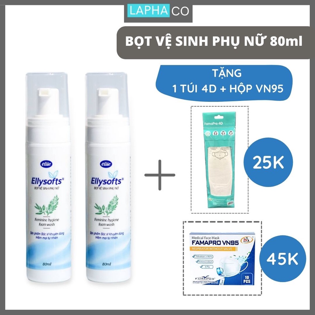 Combo 2 chai Dung dịch vệ sinh phụ nữ Ellysofts dạng bọt - Nước rửa phụ khoa dịu nhẹ bác sĩ khuyên dùng