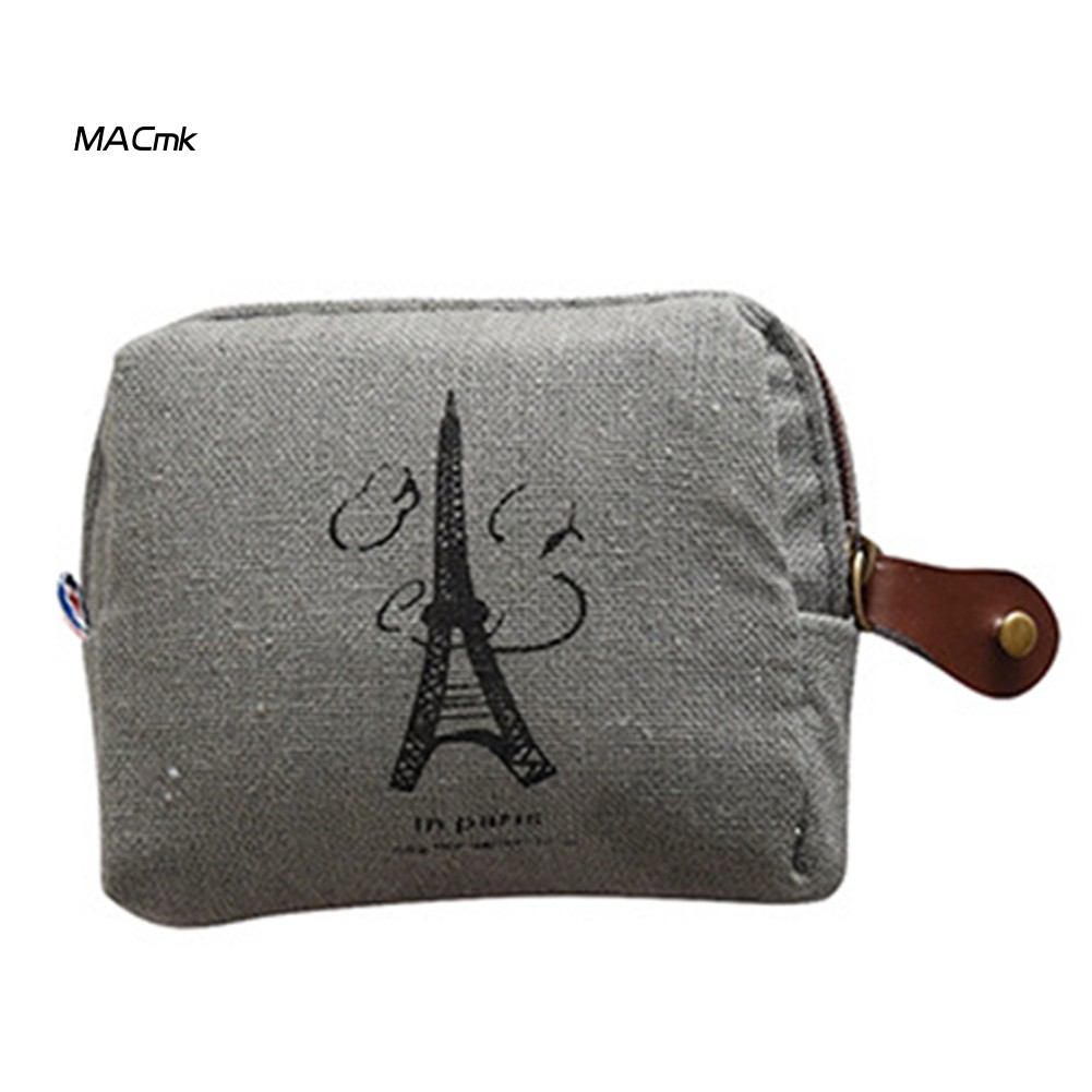 Ví đựng tiền xu mini bằng vải canvas phong cách vintage xinh xắn cho nữ